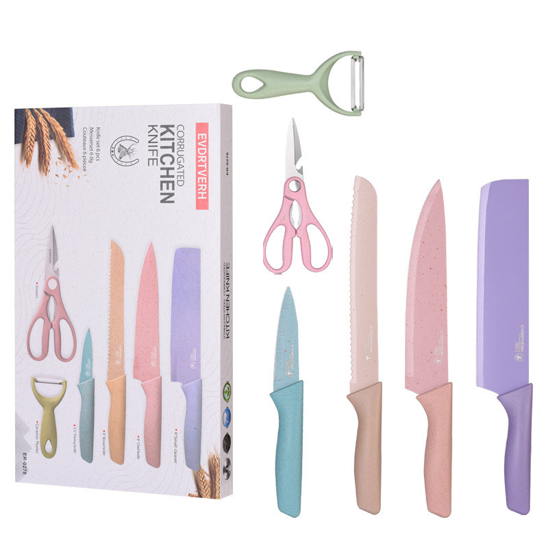 Regalos de cocina, Set de 6 cuchillos de colores Chef Straw
