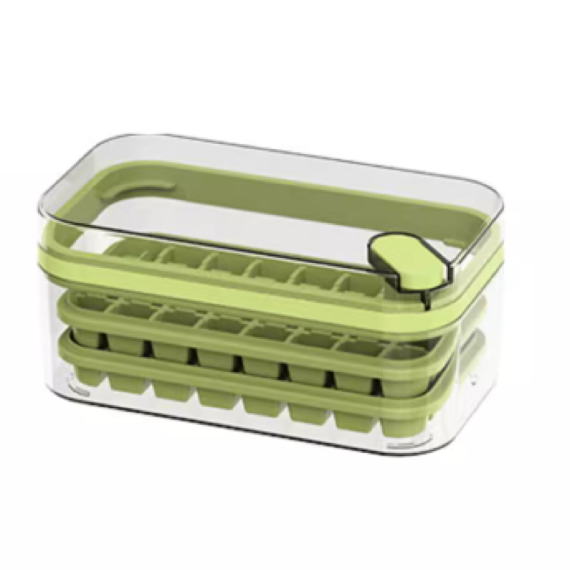 Moldes para cubitos de hielo congelados a presión, moldes para cubitos de hielo caseros de calidad alimentaria, caja de almacenamiento para máquina de hielo para refrigerador