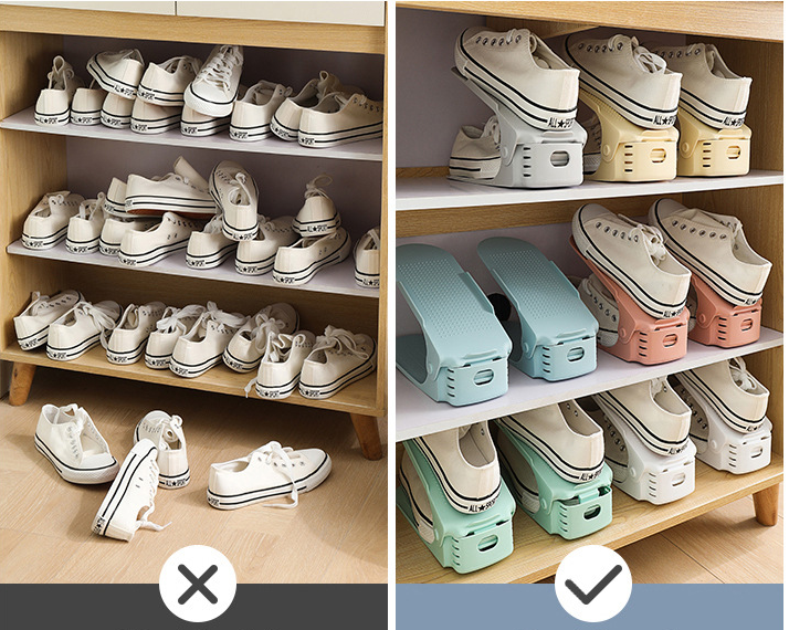 Zapatero de doble espesor con almacenamiento ajustable, bandeja para zapatos en capas, zapatero para dormitorio doméstico, estante para zapatos