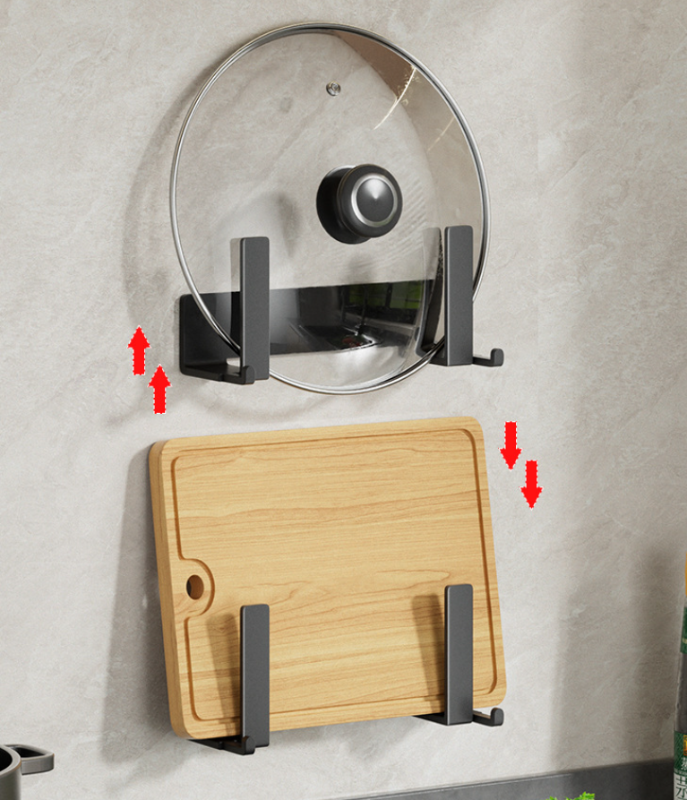 Pot Lid Rack Wall Mounted Rack, No-Punch Kitchen Shelf, Household Vegetable Plate Placer, Cutting Board Organizer