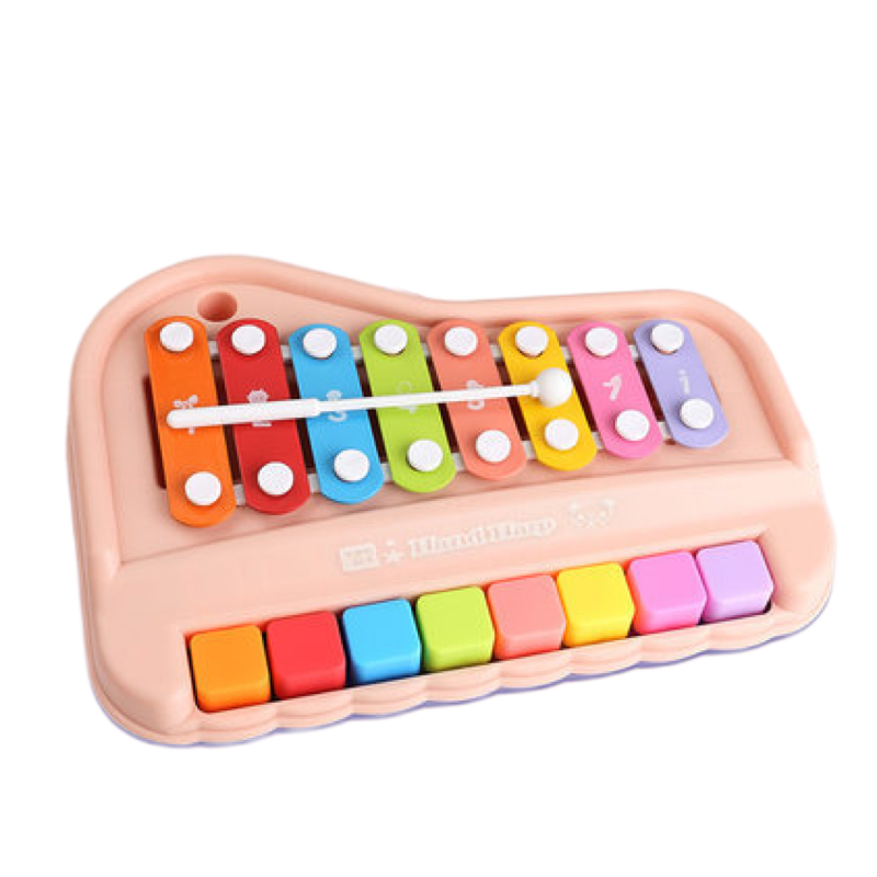 Juguete de percusión manual para bebé, xilófono, instrumento musical, piano, 2 en 1