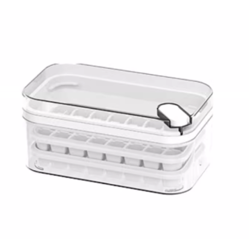 Moldes para cubitos de hielo congelados a presión, moldes para cubitos de hielo caseros de calidad alimentaria, caja de almacenamiento para máquina de hielo para refrigerador