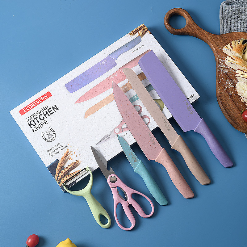 Regalos de cocina, Set de 6 cuchillos de colores Chef Straw