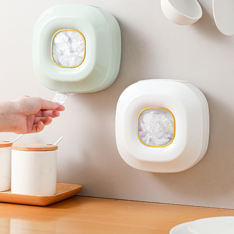 Organizador de fundas de film transparente desechable, extraíble, para montar en la pared, para el hogar y la cocina, sin perforaciones