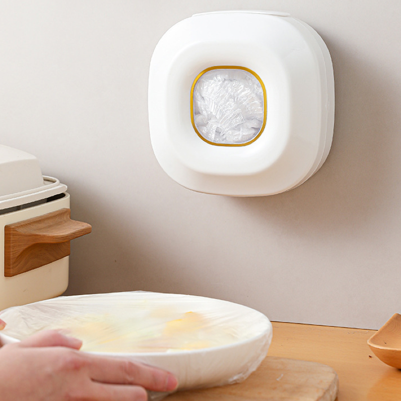Organizador de fundas de film transparente desechable, extraíble, para montar en la pared, para el hogar y la cocina, sin perforaciones