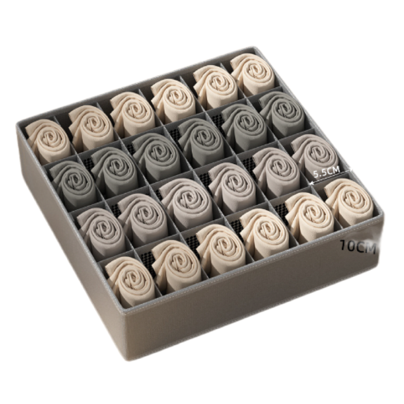 Organizador de ropa interior y calcetines con cajón, caja con compartimentos plegable 3 en 1 para el hogar, caja organizadora de tela