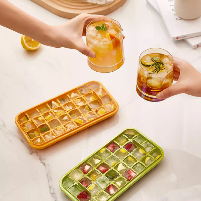 Moldes para cubitos de hielo congelados a presión, moldes para cubitos de hielo caseros de calidad alimentaria, caja de almacenamiento para máquina de hielo para refrigerador