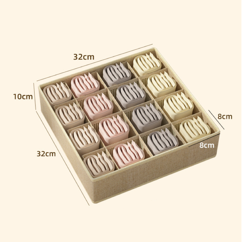 Organizador de ropa interior y calcetines con cajón, caja con compartimentos plegable 3 en 1 para el hogar, caja organizadora de tela
