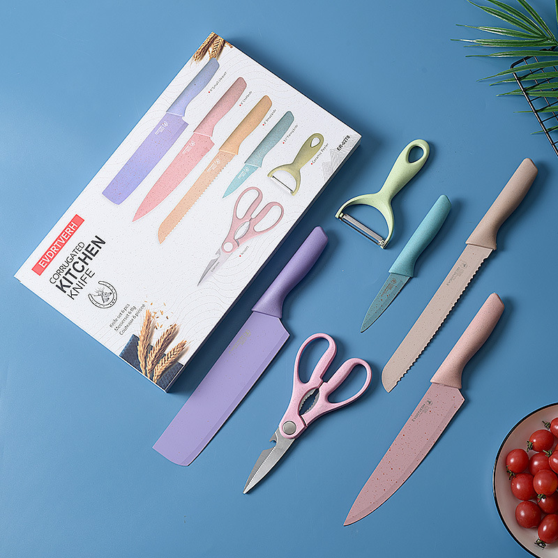 Regalos de cocina, Set de 6 cuchillos de colores Chef Straw
