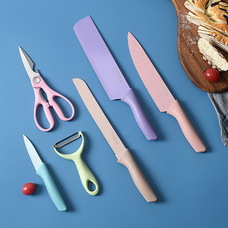 Regalos de cocina, Set de 6 cuchillos de colores Chef Straw