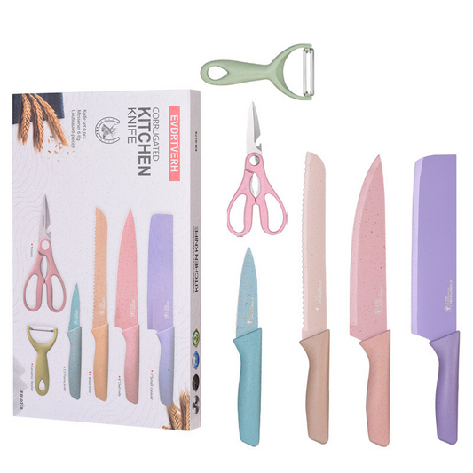 Regalos de cocina, Set de 6 cuchillos de colores Chef Straw