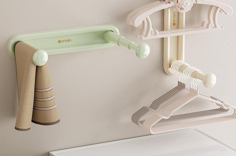 Clothes rack storage, no-punch household wall-mounted retractable storage rack, wall hangers, storage racks