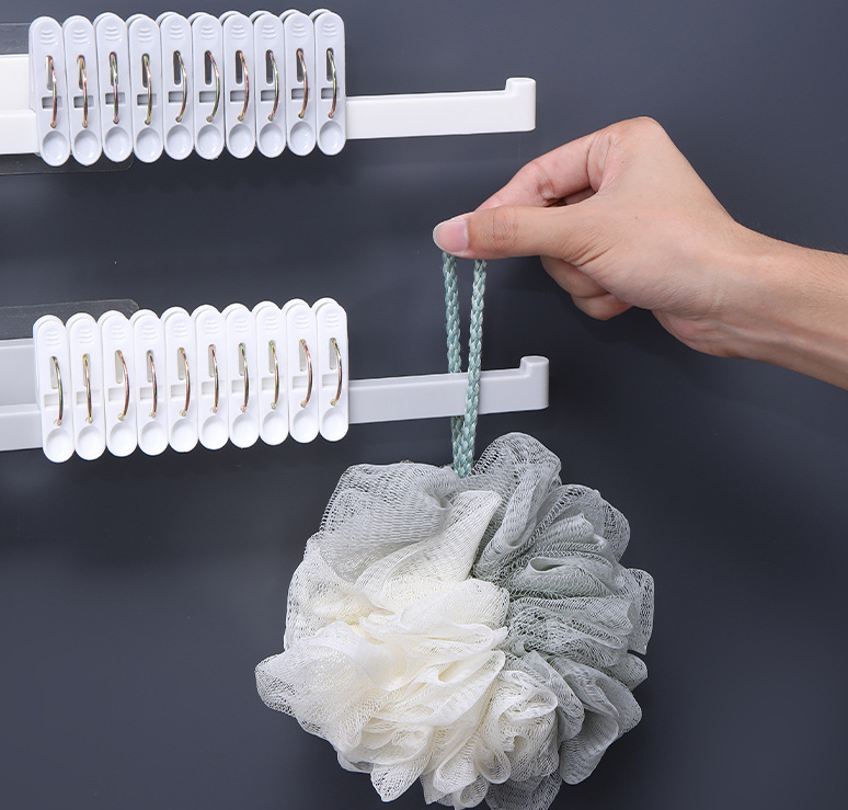 Clothes rack organizer, balcony organizer, no-punch drying clothes rack, wall-mounted put clip hooks