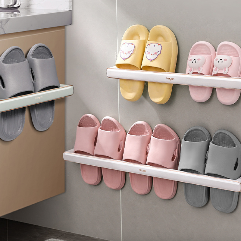 Wall-mounted slipper rack, punch-free slipper drain rack, multi-functional towel rack, home storage