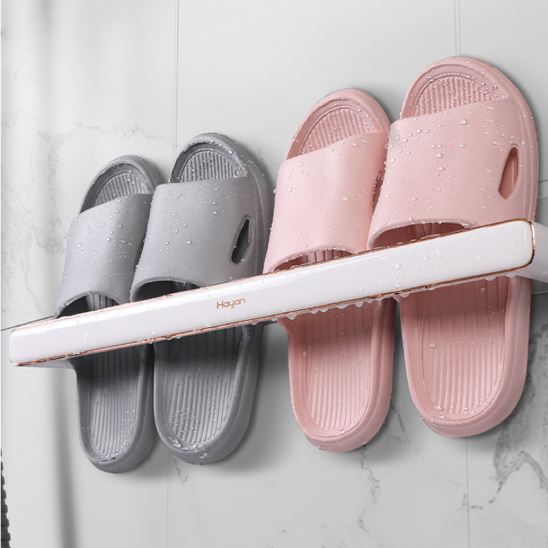 Perchero para zapatillas de pared, escurridor de zapatillas sin perforaciones, toallero multifuncional, almacenamiento en el hogar